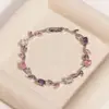 Pulsera de cristal de hoja y pétalo multicolor de moda de venta caliente transfronteriza, accesorio de mano en capas de hoja y tulipán de lujo ligero
