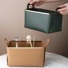 Caja de almacenamiento portátil personalizada para cosméticos creativos de cuidado de la piel, plegable, de cuero con acabado de escritorio