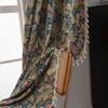 Imanqi Rima Cortina Vintage de Estilo Americano para Ventana Mirador Verde Fondo Jacquard Borla Sala de Estar Balcón Cortina Sombreado Medio Acabado