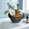 Ornamento de aromaterapia em vaso com pedra bruta de cristal natural, difusor de aroma em pedra sem chama, decoração com óleos essenciais, vaso de cerâmica, pequeno bonsai