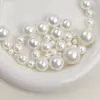 Brincos de Pérola Branca Multicolorida Imitação de Vidro Branco Australiano Meio Furados Totalmente Furados com Furo Passante Contas Soltas Joias Artesanais DIY Atacado