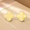 Pendientes Populares de Trébol de Cuatro Hojas de Colores, Pendientes Simples de Moda de Gama Alta Dopamina de Verano, Accesorios de Estilo Fresco y Dulce