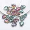 Colgante de Cristal con Forma de Corazón de Melocotón Florido de 13x15 mm, Color Electroplateado, Agujero Mediano, Corazón de Fresa, Accesorios Decorativos de Cristal para Collar DIY