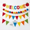 Suministro exclusivo transfronterizo: Banderines Triangulares de Fieltro para la Temporada de Regreso a Clases, Set de Pompones de Manzana de Bienvenida, Dropshipping OEM