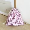 Bolsa Cosmética Corazón Femenino Lazo Portátil Bolsa de Almacenamiento de Productos para el Cuidado de la Piel Bolsa de Tela con Cordón Monedero Bolsa con Cordón