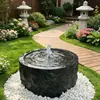 Mármol Natural Estilo Japonés Lavabo de Agua Corriente Paisaje de Agua Corriente en Patio Cuenca de Piedra Fuente de Manantial Exterior Interior Adorno de Fuente de Jardín