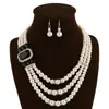 Collar Estilo Étnico Retro Accesorios Transfronterizos Europeos y Americanos Juego de Pendientes y Collar Cortos de Perlas de Imitación de Lujo Ligero Venta al por Mayor