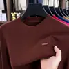 Malha Masculina Redonda Anti-bolinhas Calibre 16 Grossa Pesada Outono Inverno Nova Casual Pulôver Cor Sólida Camada Interna Suéter