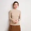Suéter 100% cachemira pura para mujer, con cuello semi alto, perfecto como capa base para otoño e invierno, un suéter de cachemira nuevo y moderno de corte ajustado y diseño de punto