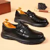 Sapatos Casuais de Couro para Homens, Couro Bovino, Primavera e Outono, Respiráveis, Mocassins Slip-On Formais de Negócios, Sapatos Gorro Tendência para Negócios