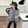 2026 Nuevo Chaleco Acolchado Acolchado de Diamante para Niñas con Capucha Conjunto de Suéter de Punto Ropa Exterior Gruesa Elegante de Otoño/Invierno para Niños