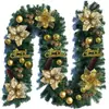 Guirlanda de Natal em PVC com Agulhas de Pinheiro Misturadas com Frutas Brancas e Vermelhas 2,7m Decoração de Rattan Estilo Europeu para Lareira