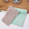 Paño de limpieza de vellón de coral engrosado de doble capa, toalla para lavar platos, toalla de mano absorbente, paño para limpiar tazones, paño para limpiar mesas, trapo para lavar platos