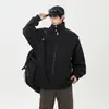 Jaqueta Cleanfit Gola Alta Americana Masculina 2025 Primavera & Outono Novo Estilo Desconstruída Costurada Bonita Solta Jaqueta Gola Alta