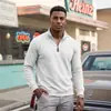 Ropa de hombre transfronteriza AliExpress estilo americano tejido gofrado media cremallera cuello alto jersey manga larga sudadera casual