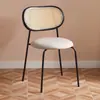 Silla de Mimbre Sintético Estilo Ins Nórdico Crema para Hogar Mid-Century Silla de Respaldo para Balcón Minimalista Silla Retro Silla de Comedor
