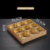 Plato Creativo de Nueve Compartimentos para Restaurantes Comerciales de Hot Pot y Restaurantes de Barbacoa, Plato de Carne y Verduras, Bandeja de Caja de Madera de Bambú, Plato Dividido