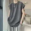 Chaleco de Gamuza para Hombre Verano Color Sólido Deportivo Sin Mangas Camiseta Marca de Moda ins Estilo Americano Chaleco Retro Top Holgado