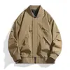Venta Caliente Transfronteriza Chaqueta de Vuelo Estilo Retro Americano para Hombre Nueva Temporada Primavera y Otoño Holgada Cuello de Béisbol Ropa de Abrigo con Forro de Terciopelo