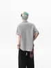 Camisa Polo Rayada Estilo Americano Falsa de Dos Piezas Manga Corta Unisex Verano Tendencia Marca Peso Pesado Holgada Versátil Camiseta de Media Manga para Pareja