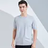 Camiseta Pulóver Casual Holgada de Punto para Hombre, Color Sólido, Manga Corta, Manga Media, Suéter Delgado de Primavera Verano, Camiseta Base, Moderna