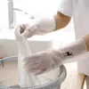 Guantes para Lavar Platos, Tareas Domésticas, Limpieza de Cocina, Duraderos Impermeables Lavandería Caucho Blanco Lavavajillas Guantes de PVC