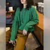 Suéter Grueso de Punto Trenzado Verde Estilo Europeo Retro Japonés Perezoso Alto Sentido del Diseño para Mujer 2026 Nuevo Otoño Invierno