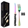 Juego de cuchillo y tenedor para bistec de acero inoxidable 1010 más vendido transfronterizo, juego de 24 piezas para hoteles y restaurantes occidentales, incluye tenedores de postre