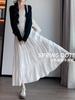 Falda Plisada Flor de Durazno para Mujer 2026 Conjunto Primavera y Otoño Cintura Alta Suave y Elegante Hada Línea A con Capas Falda Larga A2984