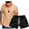 Nuevo Conjunto de Camisetas Casuales de Moda para Hombre de Verano, Color Sólido, Cuello Redondo, Manga Corta Deportiva