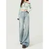 Calça jeans azul claro boca de sino para mulheres, novo estilo outono, plus size, adequada para tipos de corpo em formato de pera, não justa, calça pantalona boca de sino