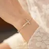 Pulseira de Cruz com Zircônia Estilo Minimalista com Toque de Luxo, Pulseira de Nicho de Luxo Leve, Joia de Mão Exquisita e Elegante Atacado