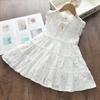 Vestido Infantil Transfronteiriço Ins para Meninas Verão Novo Vestido Infantil de Tamanho Pequeno e Médio Estilo Coreano Sem Mangas Bronzeado Vestido de Princesa para Bebê