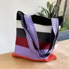 Bolsa de Ombro Flor Doce Estilo Japonês e Coreano Bolsa Tote de Tricô de Grande Capacidade Versátil para o Dia a Dia Bolsa para Livros de Estudante