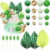 Nova Coroa de Bola de Espuma Leque de Papel Dourado Decoração de Bolo Placa Redonda DIY Múltiplos Estilos Para Bolo Confeitar Topper Feliz Aniversário