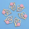 Accesorios DIY para Joyería Colgante Individual Corazón Gota de Aceite Incrustado con Pedrería Aleación Colgante de Collar Pulsera Accesorio Venta al por Mayor