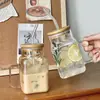 Ins cinturón viento mango vidrio cuadrado tapa bambú láser taza té de leche taza colorida mango taza pajilla té de frutas Taza
