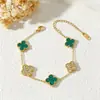 Pulsera de Trébol Transfronteriza con Diamantes, Lujo Ligero y Sensación de Alta Gama, Joyería de Nicho Popular para Mujeres, Accesorios Simples para la Mano