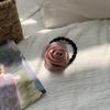 Advanced Black Pink Series ~ Vintage Tridimensional Rose Satin Hairpin Hair Ring High Pony Tail Top Clip Niche Design Acessórios para o Cabelo