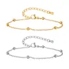 Tobillera de Acero Dorado con Cuentas para Mujer Cadena de Acero Inoxidable para Tobillo de Verano en la Playa