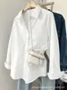 2026 Nueva Camisa Elegante Francesa de Alta Gama para Mujer de Manga Larga, Top Holgado con Botones Ocultos