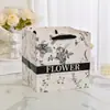 Bolsa Tote com Pintura a Óleo de Flores Bolsa de Presente Bolsa de Presente Quadrada Sacola para Embalagem de Buquês de Floricultura Bolsa de Presente para o Dia dos Namorados em Estoque