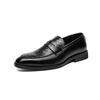 Zapatos formales de cuero informales de moda transfronteriza para hombre, nuevos zapatos de cuero Genleather sin cordones de estilo británico de moda coreana