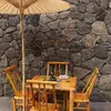 Mesa para Preparar Té, Silla de Bambú, Silla con Respaldo, Estilo Retro Antiguo de Patio, Muebles de Bambú Hechos a Mano, Juego de Mesa y Taburetes de Bambú