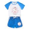 Conjunto infantil de manga curta com estampa de desenho Hello Kitty Verão 2023 novo conjunto de duas peças com shorts finos da moda para meninas