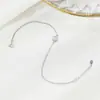 Tobillera de plata de ley S925 con diamantes redondos super brillante tipo burbuja, joyería de temperamento nicho, accesorios para el pie con diamantes redondos de verano para la playa
