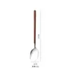 Acero Inoxidable 304 Mango de Madera para Alitas de Pollo Cuchara para Fondue Espátula de Cocina Creativa Cuchara para Servir Cuchara para Sopa Ramen Cuchara Ranurada