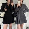 Vestido de Terno Plissado Cinturado Elegante e de Alta Qualidade para Mulheres de Dongdaemun, Coreia do Sul