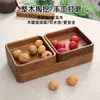 Plato de Frutas de Nogal Estilo Chino Mesa de Café Plato de Exhibición de Bocadillos Gama Alta Lujo Ligero Madera Caramelo Fruta Seca Plato de Bocadillos