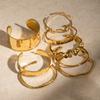 Pulseira Jing Qiao Europa e Estados Unidos transfronteiriça de aço inoxidável ouro 18K pulseira irregular de alta qualidade padrão batida onda pulseira aberta